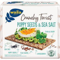 Wasa Crunchy Twist Poppy Seeds & Sea Salt Vollkorncracker mit Roggenmehl 245g