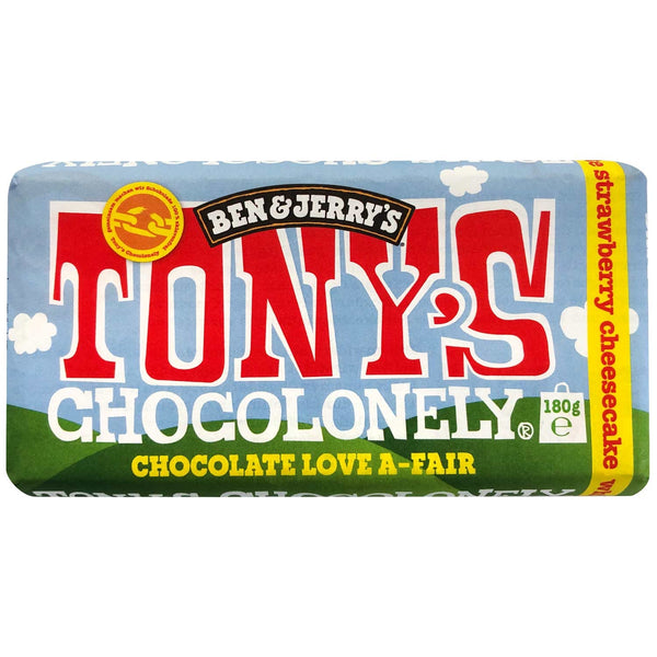 Tony's Chocolonely Ben & Jerry's white chocolate strawberry cheesecake 180g