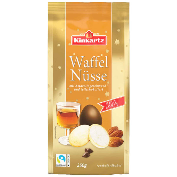 Kinkartz Waffel Nüsse Amarettogeschmack und teilschokoliert 250g