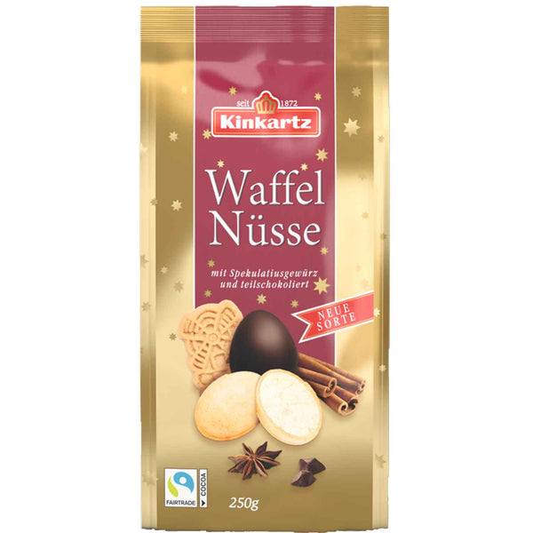 Kinkartz Waffel Nüsse Spekulatiusgewürz und teilschokoliert 250g