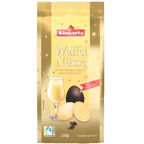Kinkartz Waffel Nüsse Eierlikörgeschmack und teilschokoliert 250g